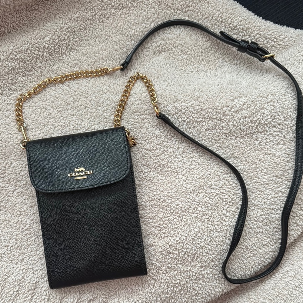 Coach Black Crossbody Bag with Gold Chain
